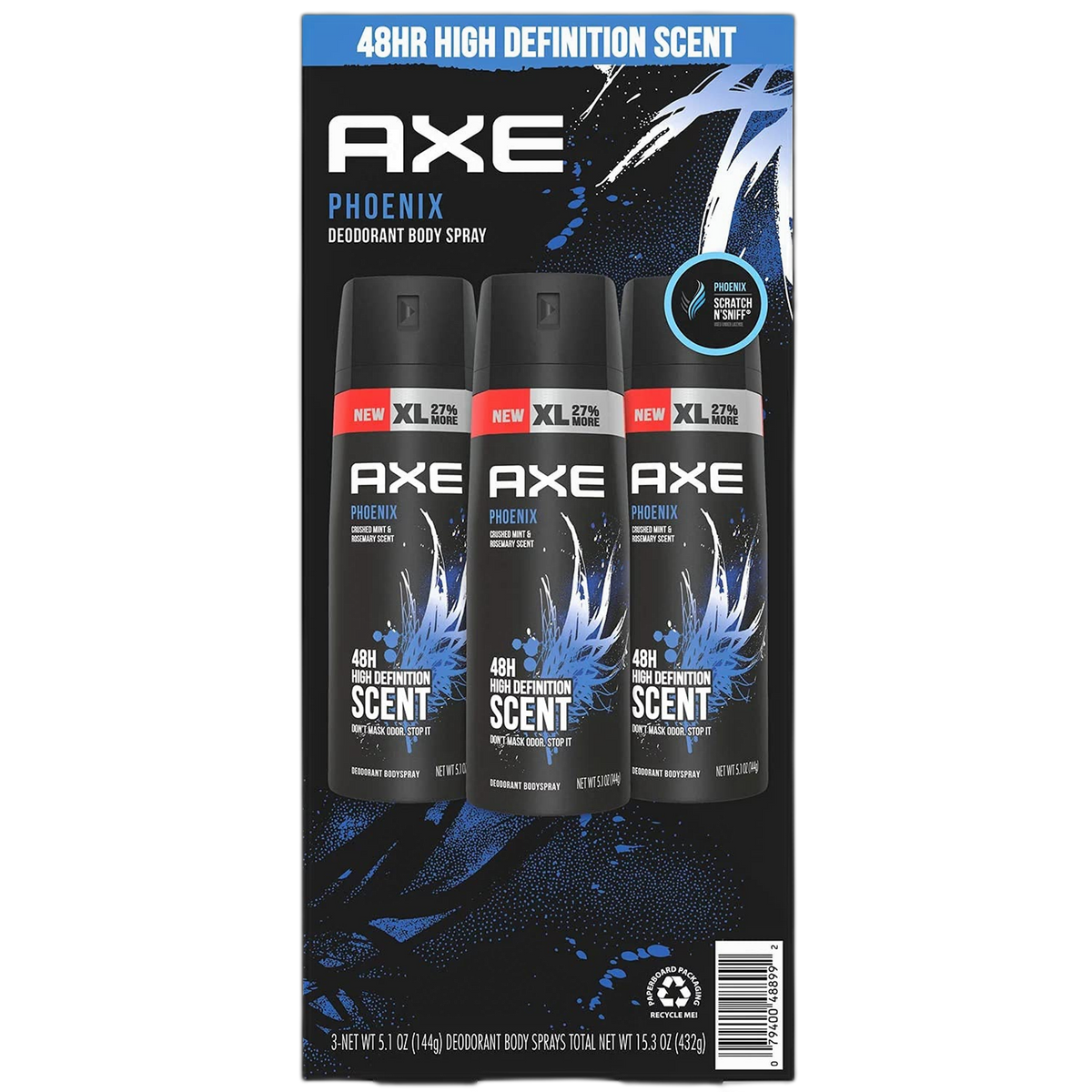 AXE Dual Action Body Spray Deodorant Phoenix, 5.1 Ounce (Pack of 3)
