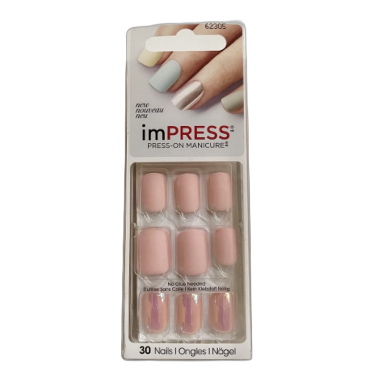 Impress Kiss Press-On Short Length Matte Pink Nails BIPA040C Harlem Shake, 30 Count (Pack of 1)