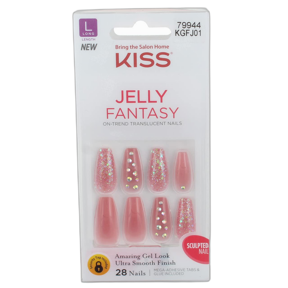 KISS Kiss Jelly Fantasy 28 Count Rosey Long Length (Pack of 2)