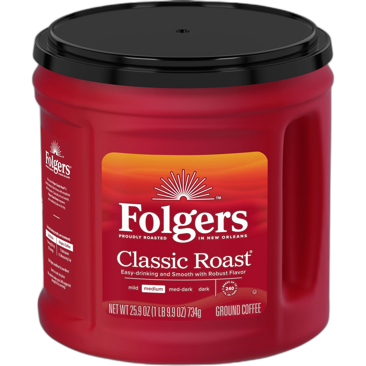 Folgers Classic Roast Ground Coffee, Medium Roast Coffee, 25.9 Ounce Canister