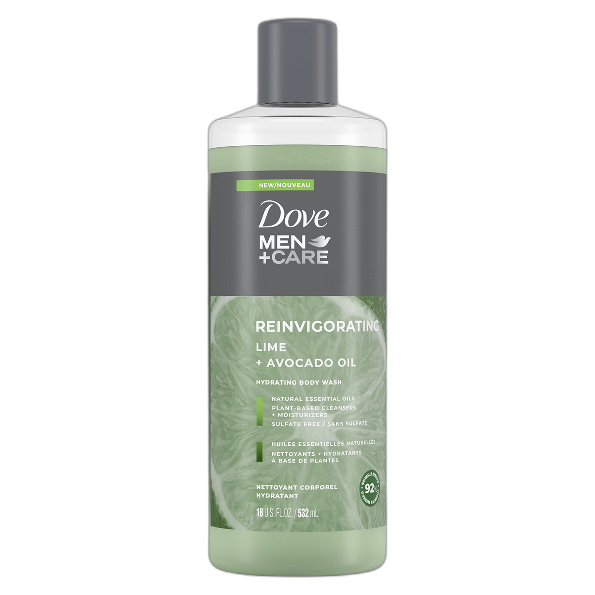 Dove Men+Care Lime + Avocado Oil Body Wash, 18 Fl Oz (532 mL)
