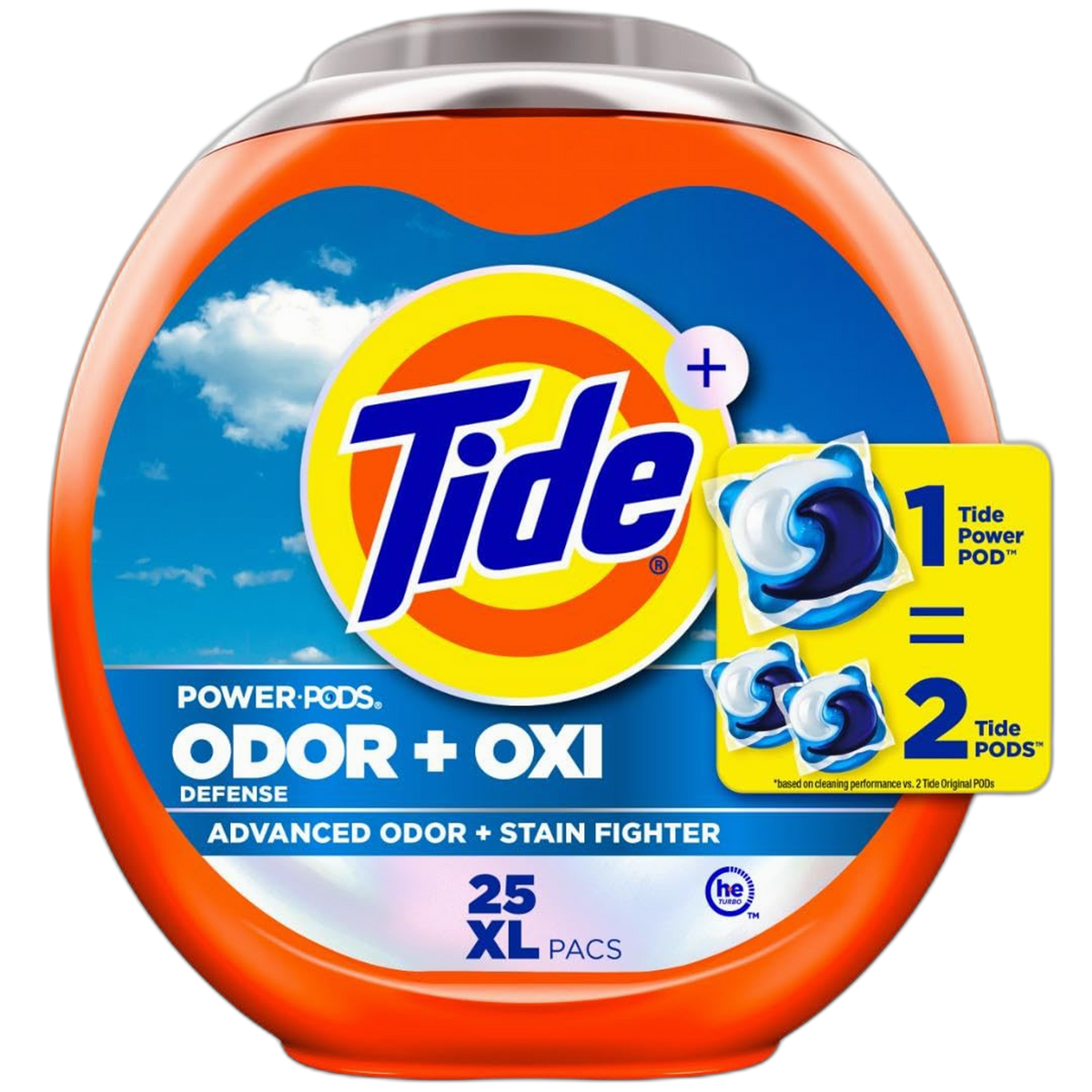 Tide Ultra OXI Power PODS with Odor Eliminators Laundry Detergent Pacs, 25 Count, For Visible and Invisible Dirt