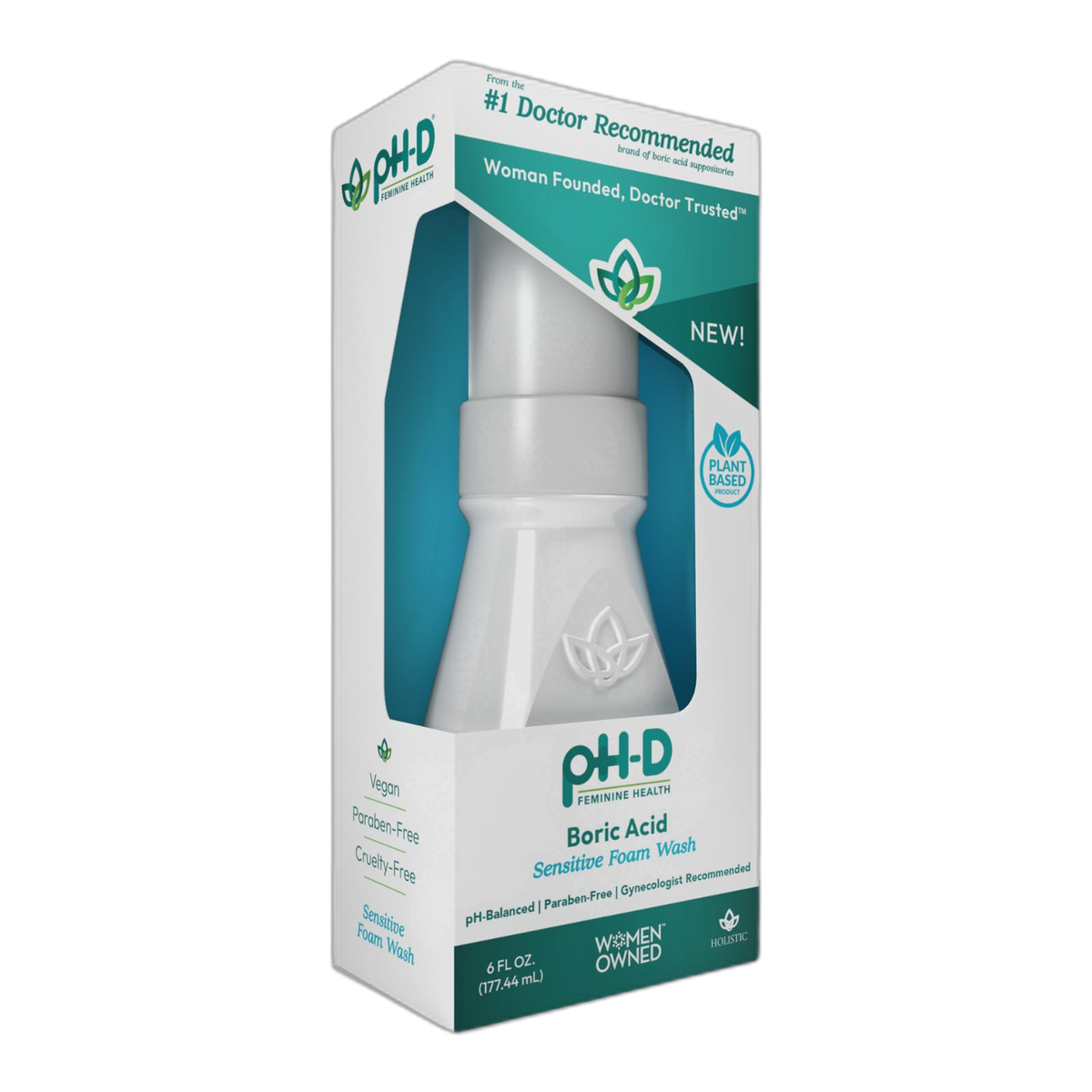 pH-D Feminine Health Support - Boric Acid Foam Wash - pH-Balanced, Paraben-Free, and Plant-based (Sensitive, 6 Fl Oz (Pack of 1))