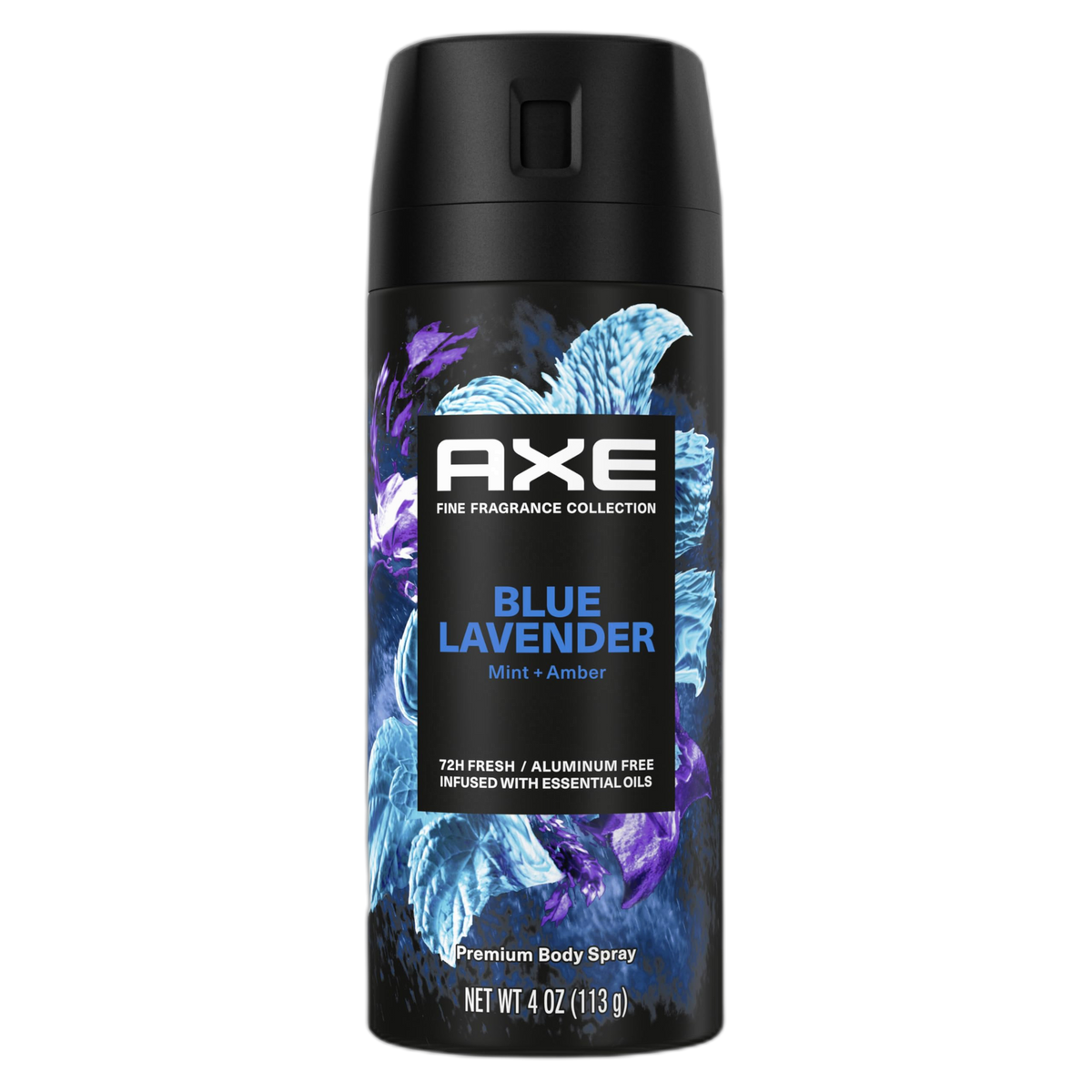 AXE Fine Fragrance Collection Premium Deodorant Body Spray for Men Blue Lavender with 72H Odor Protection and Freshness Infused with Lavender, Mint, and Amber Essential Oils 4 oz