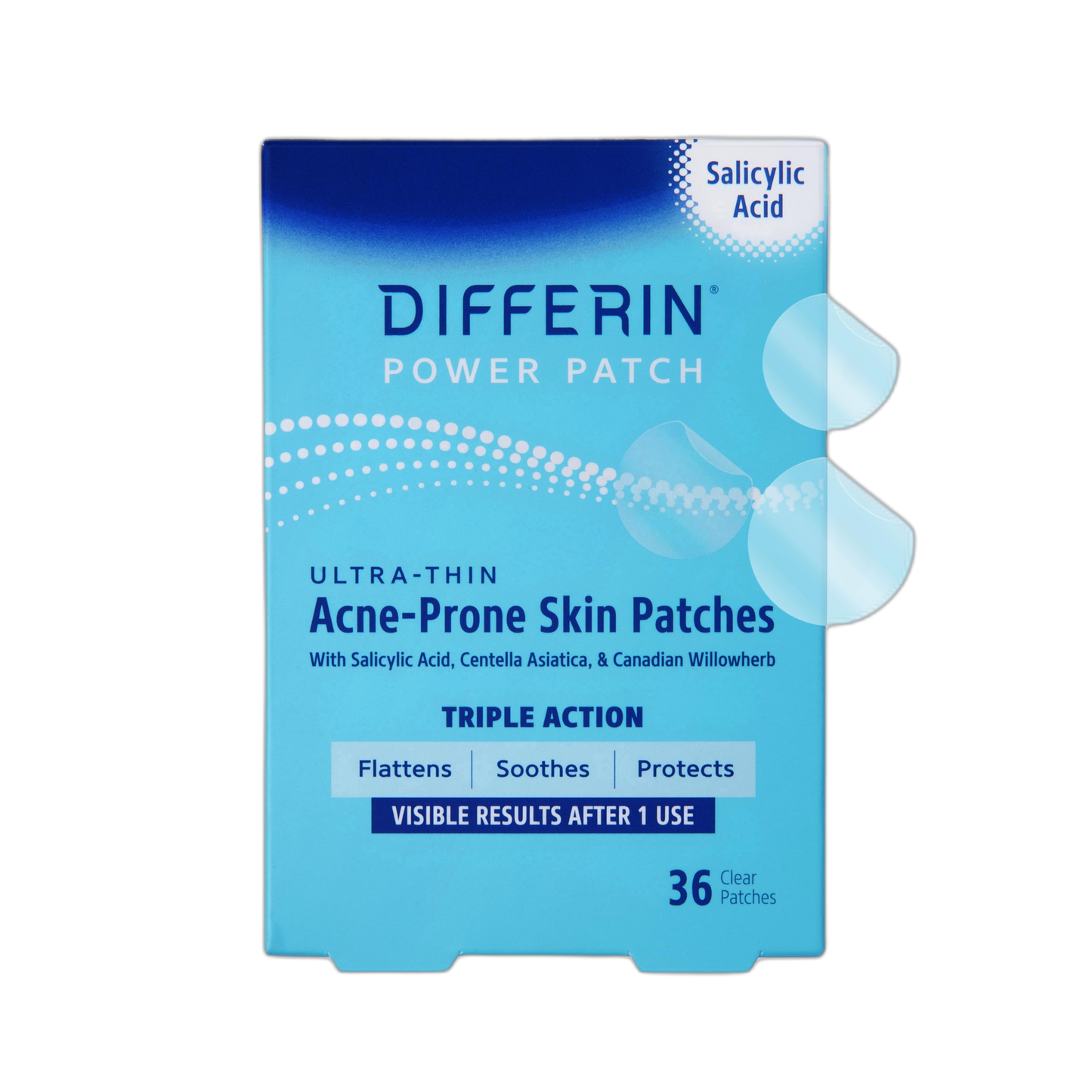 Differin Acne Patches, Pimple Patches for Acne Prone Skin, Formulated with Salicylic Acid and Centella, Fast Triple Action Power Patch for Day & Night, Dermatologist Tested, 36 Count