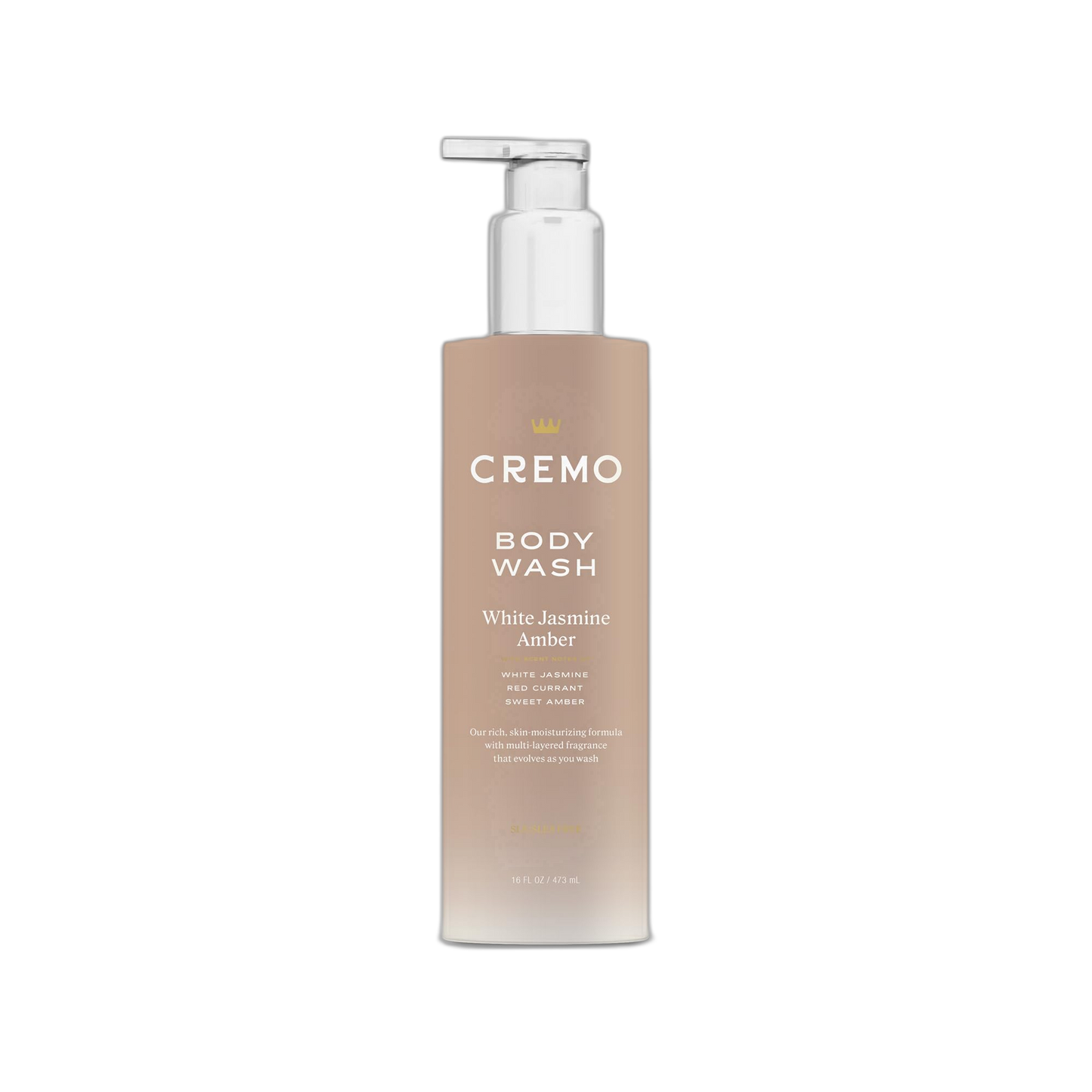 Cremo White Jasmine Amber Skin Moisturizing Body Wash for Women, Notes of White Jasmine, Red Currant, and Sweet Amber, 16 Fl Oz