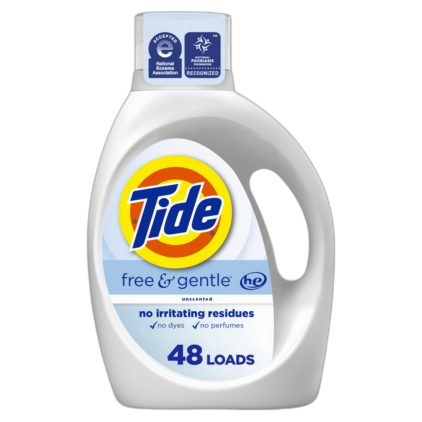 Tide Free & Gentle Liquid Laundry Detergent, 63 fl oz, 48 Loads, HE Compatible