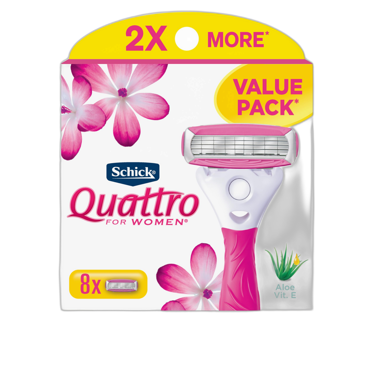 Schick Quattro Womens Razor for Shaving Refllls, Razors for Women Value Pack, Ladies Razors for Legs - 8 Count