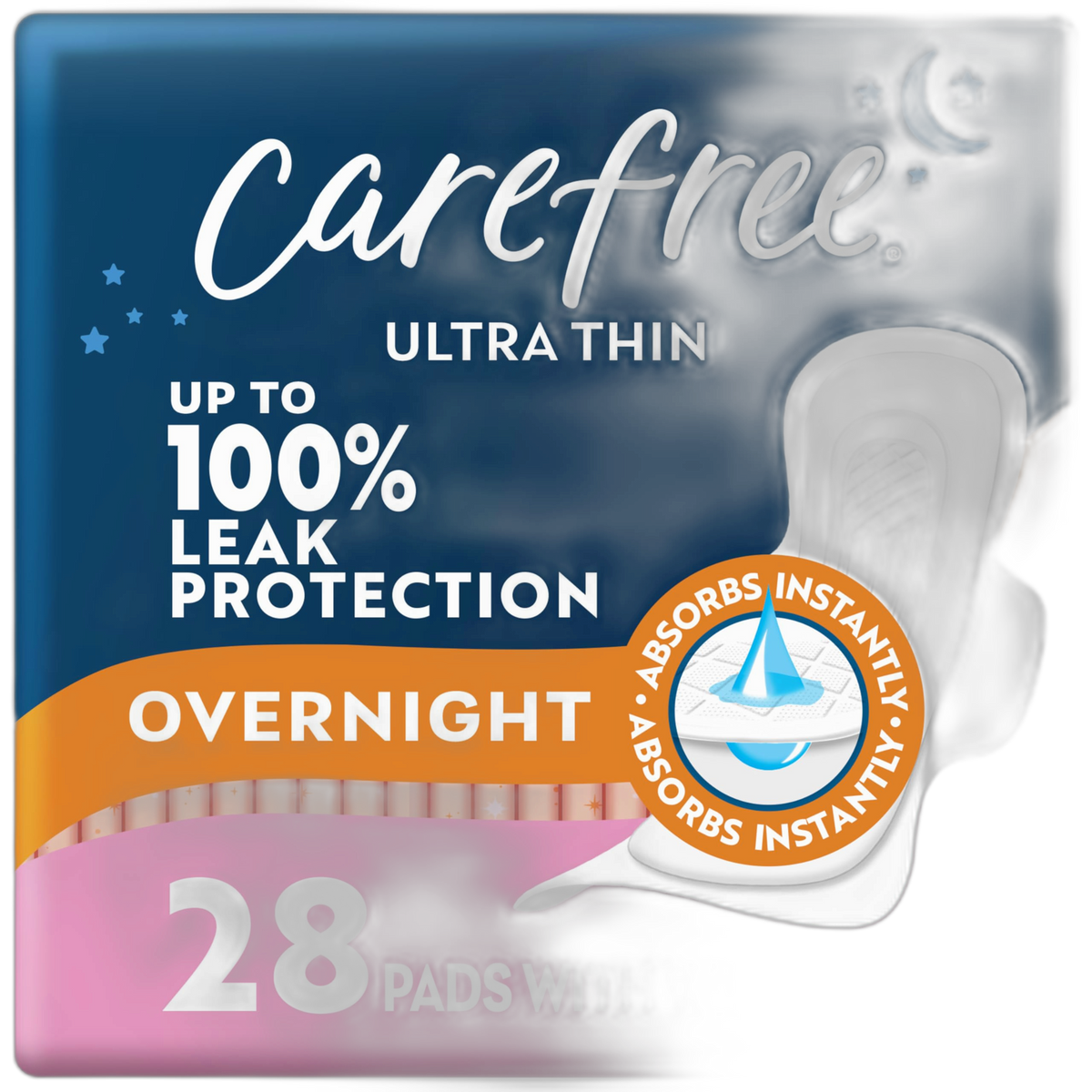 Carefree Ultra Thin Overnight with Wings 28 Count