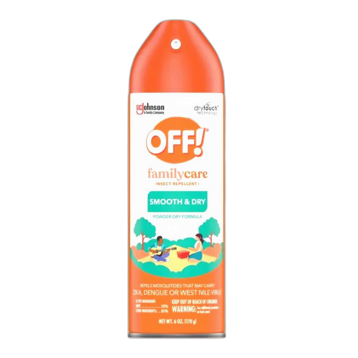 OFF! Familycare Smooth & Dry Insect Repellent Aerosol, Powder Dry Formula, Bug Spray with Long Lasting Protection from Mosquitoes 6 Ounce