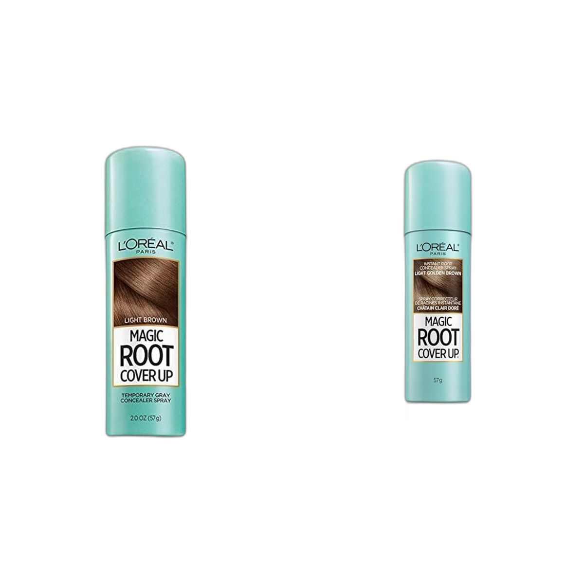 L'Oreal Paris Magic Root Cover Up Gray Concealer Spray Light Brown and Light Golden Brown 2 oz. Bundle(Packaging May Vary)