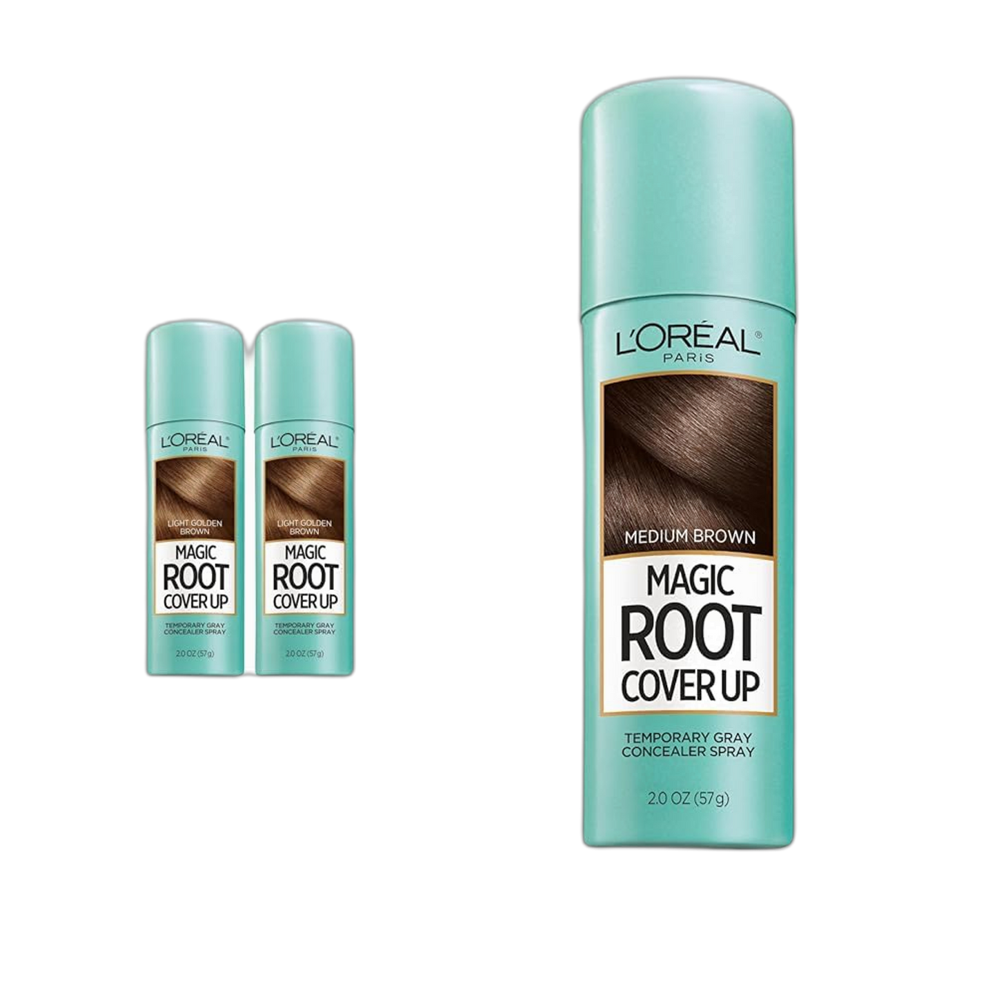 L'Oreal Paris Hair Color Root Cover Up Spray for Gray Roots Concealer (Pack of 2) Light Golden Brown and Medium Brown