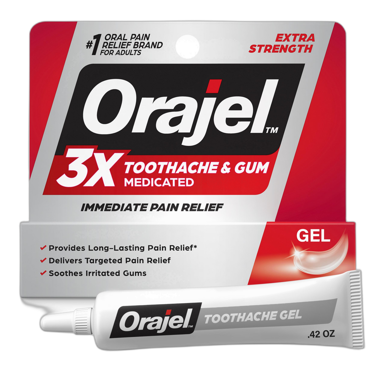 Orajel 3X for Toothache & Gum Pain: Maximum Gel Tube 0.42oz - From #1 Oral Pain Relief Brand - Orajel for Instant Pain Relief