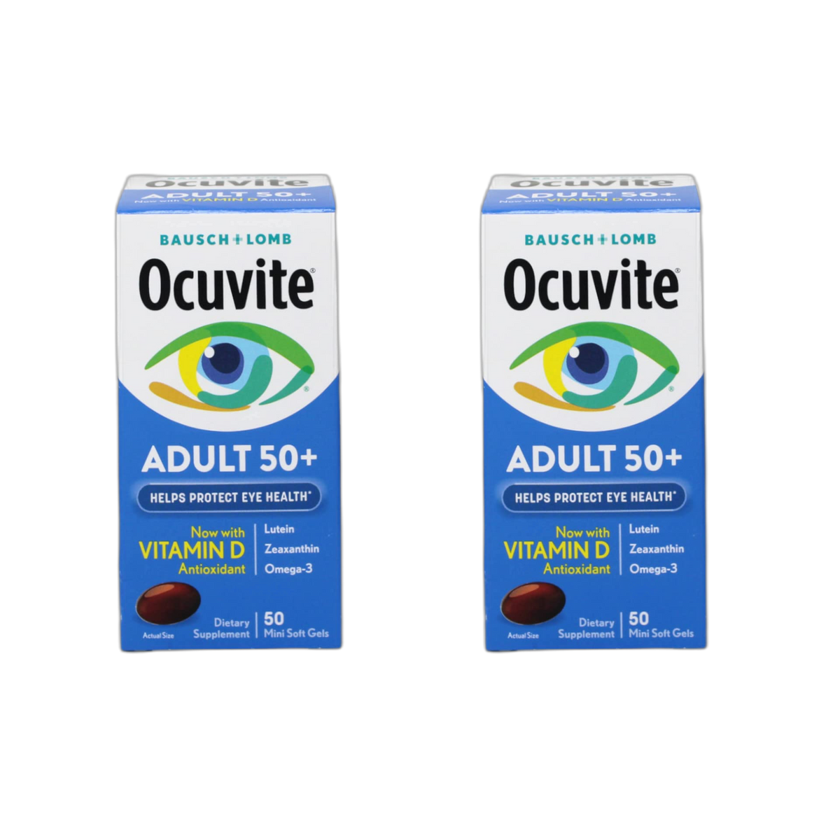 Bausch & Lomb Ocuvite Eye Vitamin & Mineral Supplement for Adults 50+, 50-Count Soft Gels (Pack of 2)