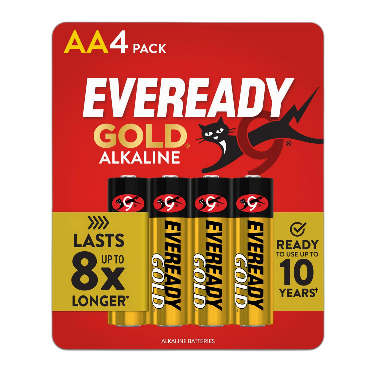 Eveready Gold Alkaline Batteries AA, 4-Count