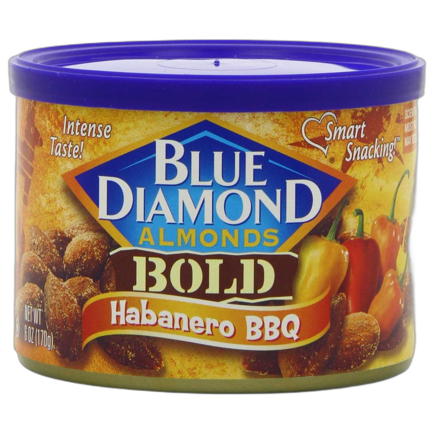 Blue Diamond Almonds Habanero BBQ Flavored Snack Nuts, 6 Oz Resealable Cans (Pack of 6)