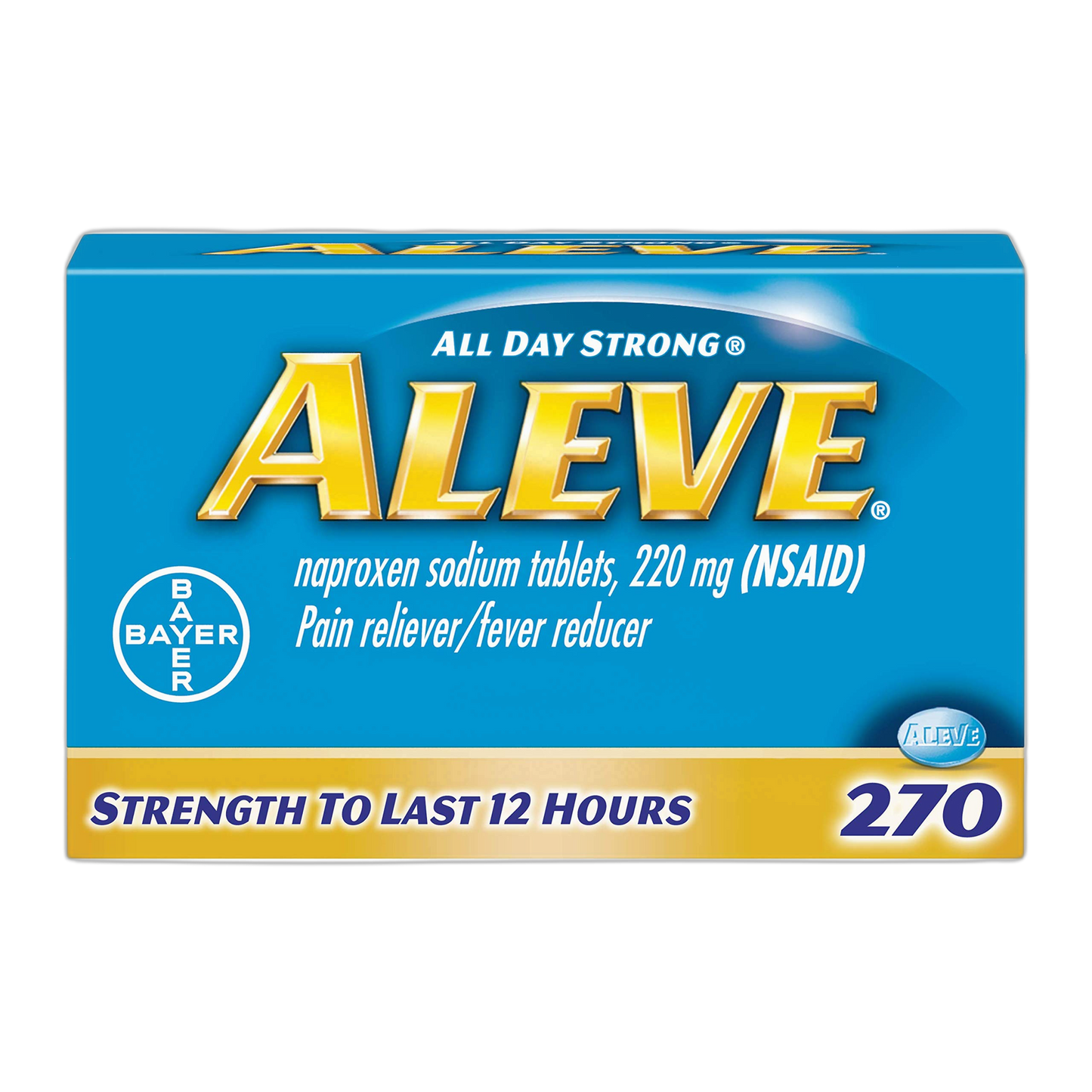 Aleve Caplets, Naproxen Sodium 220 mg (NSAID), Pain Reliever/Fever Reducer, #1 Orthopedic Surgeon Recommended, 270 Count