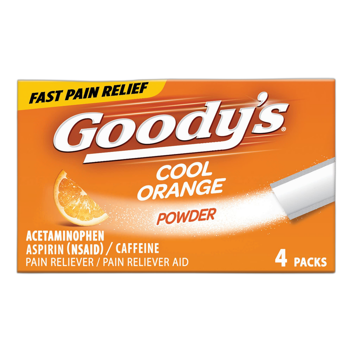 Goody's Extra Strength Headache Powders, Cool Orange, 4 Count (Pack of 1)