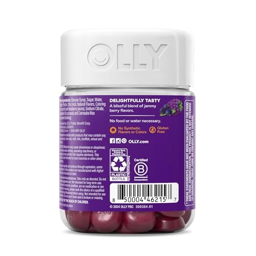 OLLY Sleep Immunity Melatonin Gummy, Vitamin C, Zinc, Echinacea, 3mg Melatonin, Immune and Sleep Support, Berry - 36