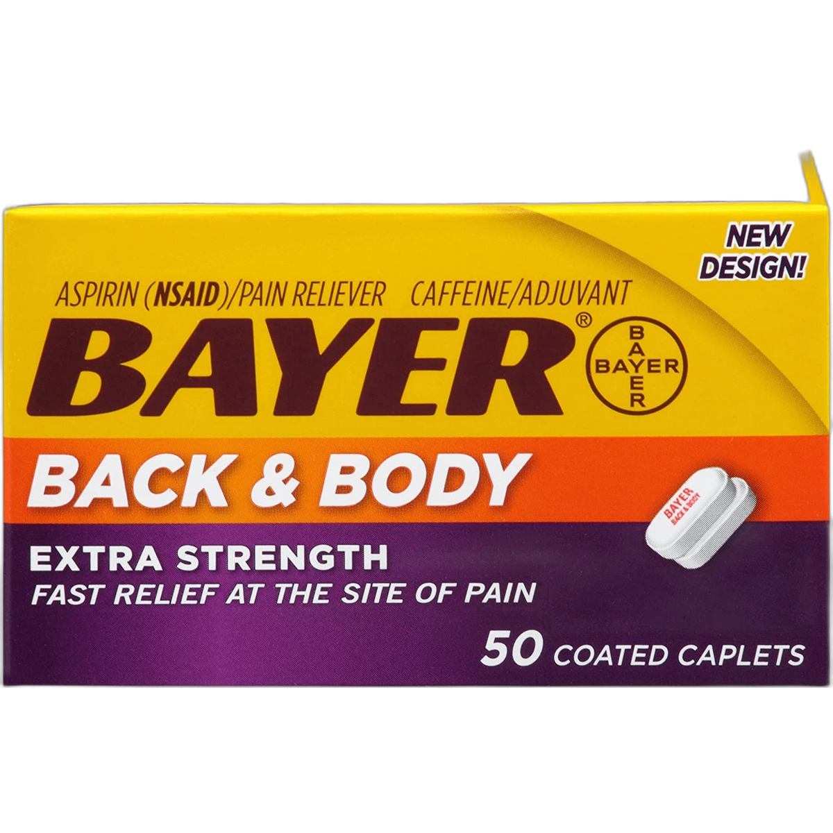 Bayer Back & Body Extra Strength Caplets 50 Caplets (Value Pack of 2)