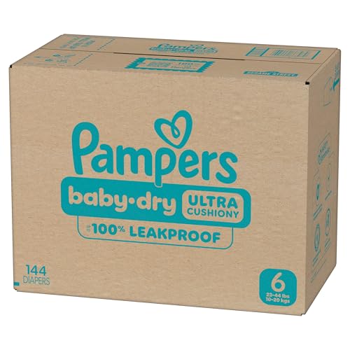 Pampers Diapers - Baby Dry - Size 6, 144 Count, Absorbent Disposable Infant Diaper (Packaging May Vary)