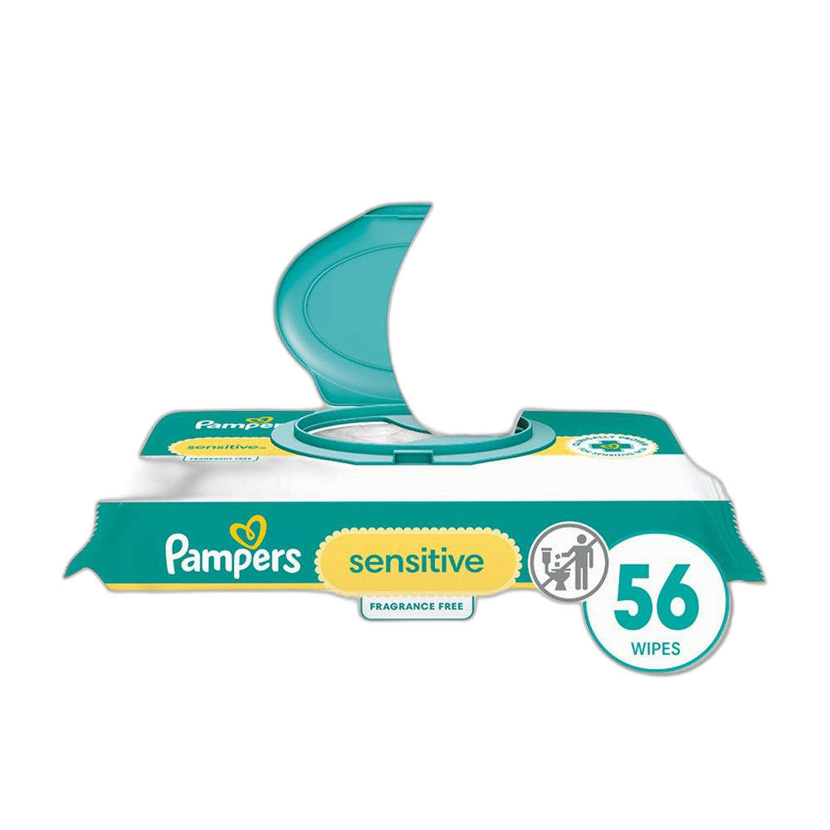 Pampers Baby Wipes Sensitive, Water Based Baby Wipes, Hypoallergenic and Unscented Baby Wipes, 56 Wipes Total (1 Flip-Top Packs)