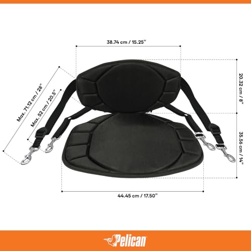 Pelican Boats - Sit-on-top Kayak or SUP Seat – PS0480-3 - Universal Fit Water Repellent Cushion with Back Support, Black
