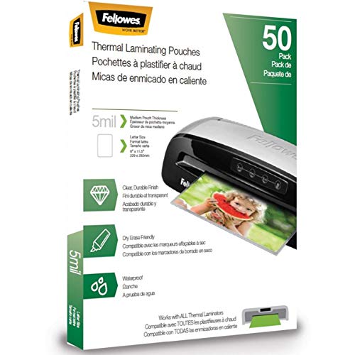 Fellowes Thermal Laminating Pouches - Letter, 5Mil, 50 Pack