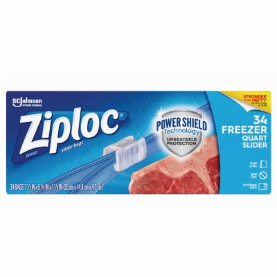 Ziploc 70408 Slider Freezer Bags, Quart, 34-Ct. - Quantity 9