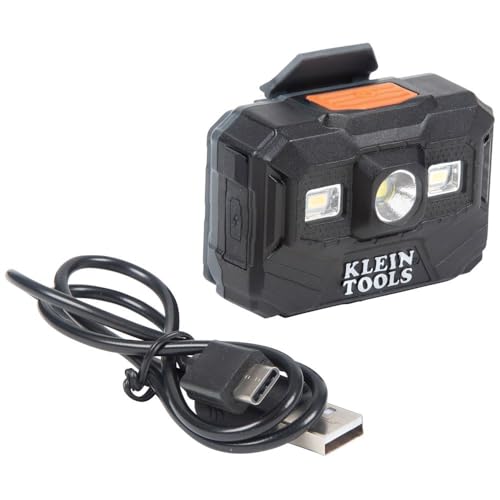 Klein Tools 60406RL Hard Hat, Rechargeable Headlamp, Non-vented, Full Brim Style, Padded Self-Wicking Odor-Resistant Sweatband, Tested up to 20kV, White
