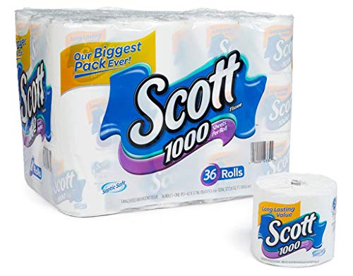 Scott 1000 Sheets Per Roll Toilet Paper,36 Rolls Bath Tissue
