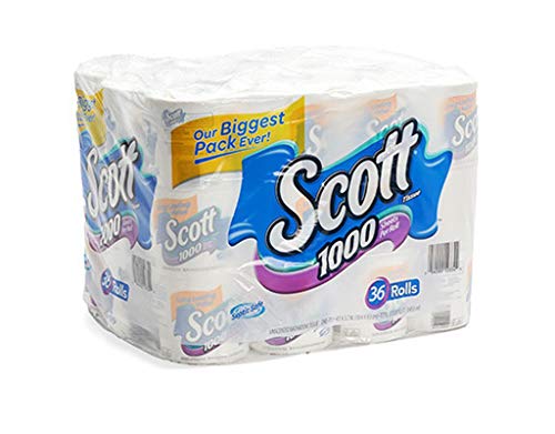 Scott 1000 Sheets Per Roll Toilet Paper,36 Rolls Bath Tissue