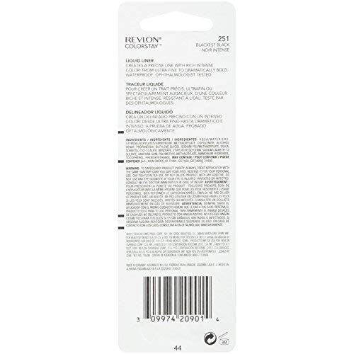 Revlon ColorStay Liquid Liner, Blackest Black 251, 0.08 Ounce (2.5 ml) (Pack of 2)