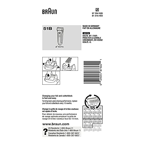 Braun Series 5 Old Generation Electric Shaver Replacement Head - 51B - Compatible with Waterflex Electric Razor WF2s
