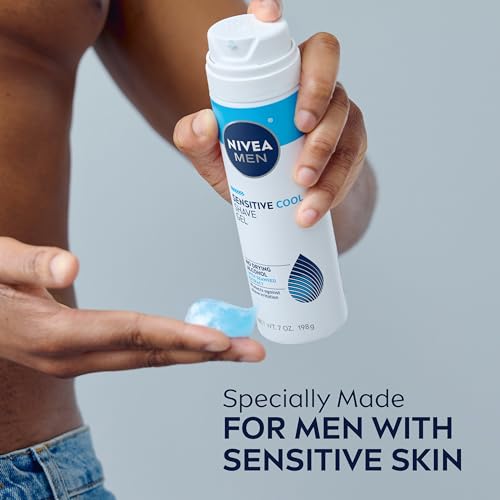 NIVEA MEN Sensitive Cool Shave Gel with Seaweed and Chamomile Extracts, Alcohol Free Shaving Gel for Men Protects and Provides Cool Sensation, 3 Pack of 7 Oz Cans