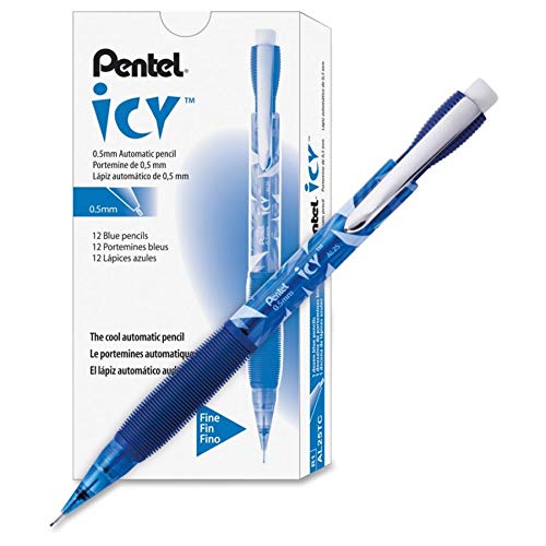 Pentel Icy Automatic Pencil, 0.50 mm, Transparent Blue Barrel, Box of 12 (AL25TC)