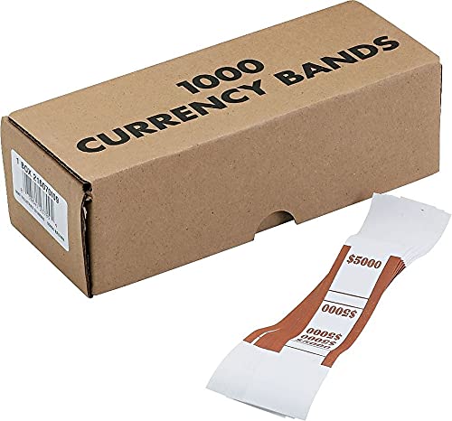 The Coin-Tainer Co. $5000 Currency Band, Brown, 1000 Count (405000), Brown/White