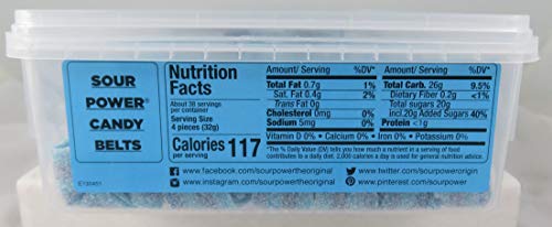 SOUR POWER Berry Blue Candy Belts, 150 Pieces, 42.3 Ounce