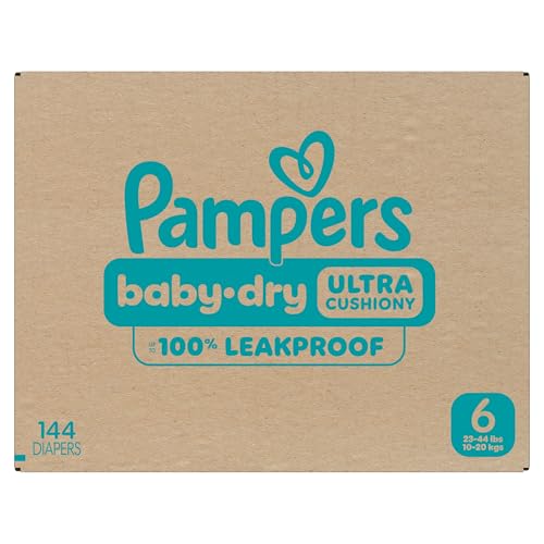 Pampers Diapers - Baby Dry - Size 6, 144 Count, Absorbent Disposable Infant Diaper (Packaging May Vary)