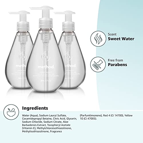 Method Gel Hand Soap, Sweet Water, Biodegradable Formula, 12 fl oz (Pack of 3)