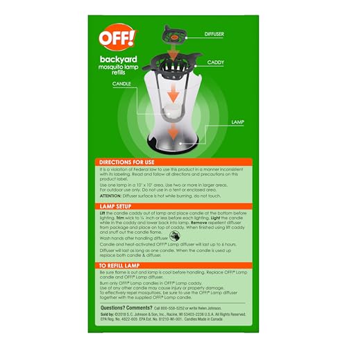 OFF! Refillable Mosquito Lamp, Repels Mosquitoes up to 10 x 10 feet, Protection for up to 6 Hours, 1 Count