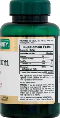 Nature's Bounty Magnesium 400 mg, Softgels, 75 ea - 2pc