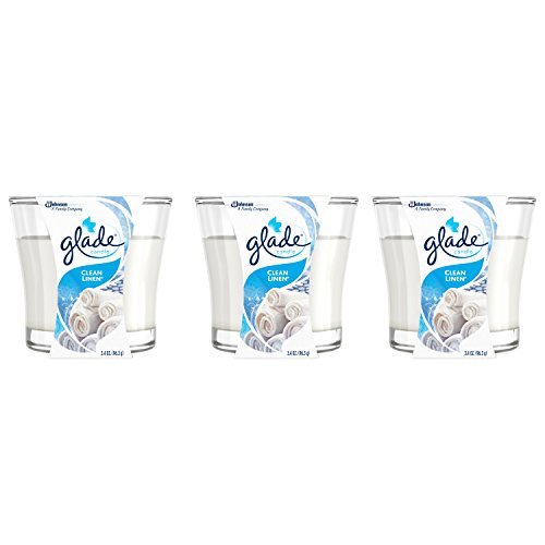 Glade Jar Candle, Clean Linen, Fragrance Candle infused with Essential Oils, 3.4 oz