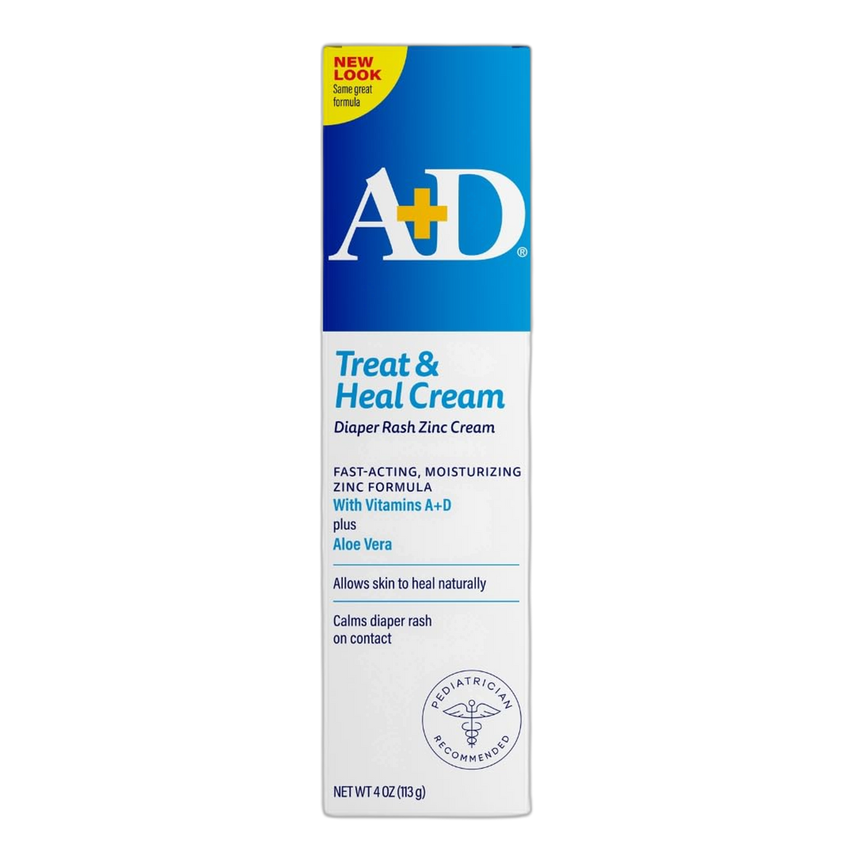 A+D Zinc Oxide Diaper Rash Treatment Cream, Dimethicone 1%, Zinc Oxide 10%, Easy Spreading Baby Rash Cream, 4 Ounce Tube (Packaging May Vary)