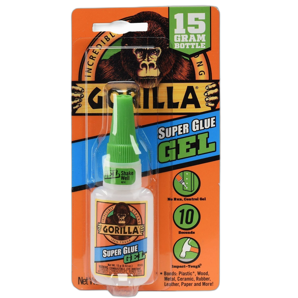 Gorilla Super Glue Gel, 15 g, Clear (24 Pack)