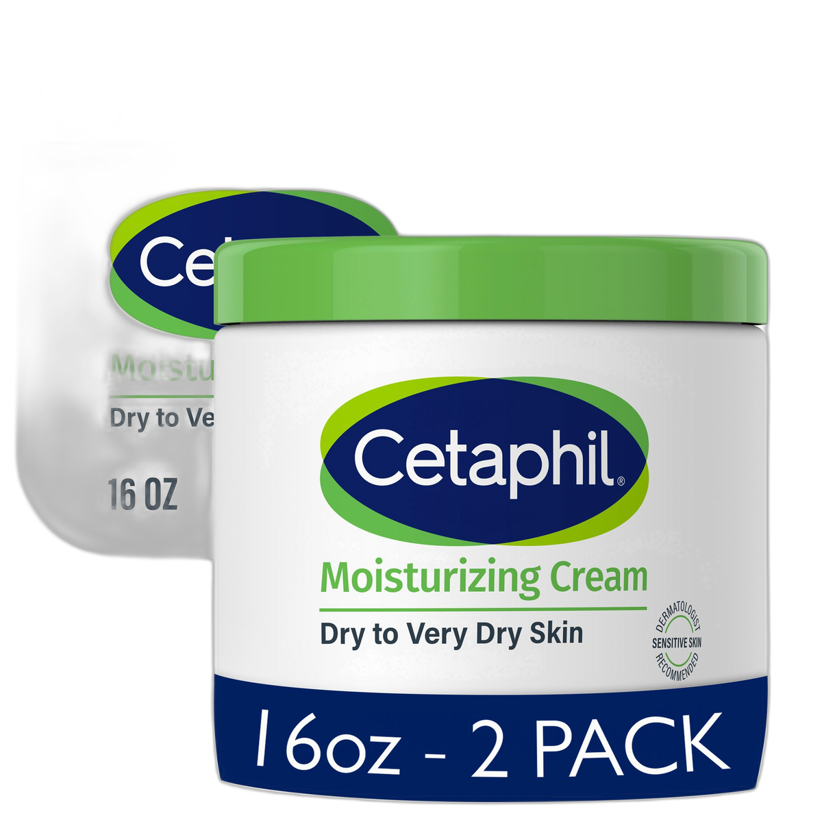Cetaphil Face & Body Moisturizer, Hydrating Moisturizing Cream for Dry to Very Dry, Sensitive Skin, NEW 16 oz 2 Pack, Fragrance Free, Non-Comedogenic, Non-Greasy