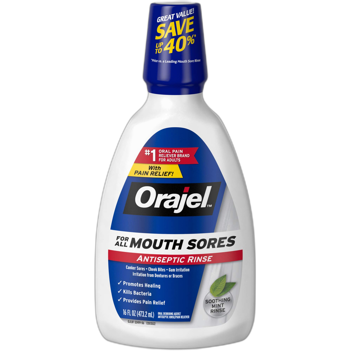 Orajel Antiseptic Mouth Sore Rinse , 16 Fl Oz (Pack of 1)