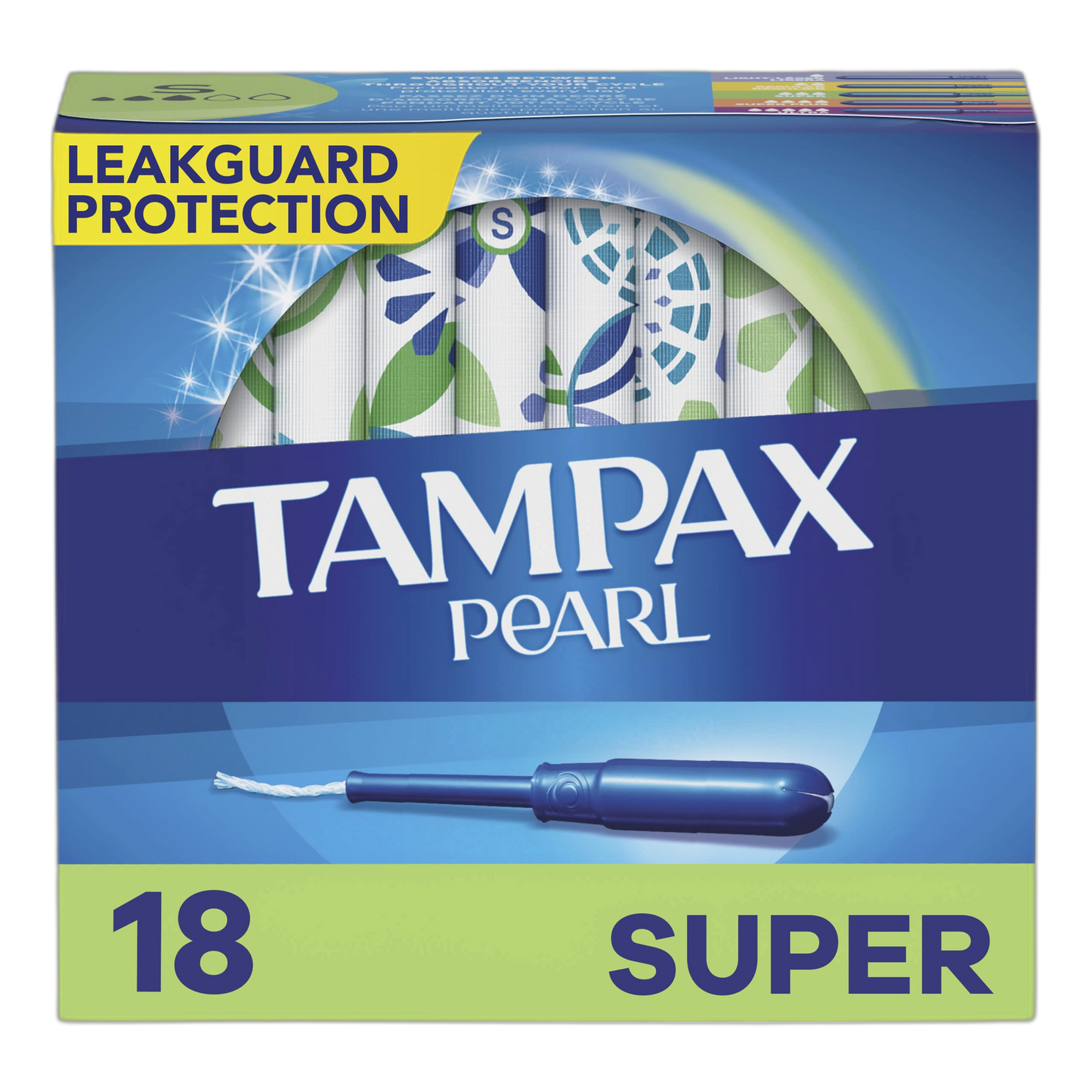 Tampax Pearl Plastic Tampons, Super Absorbency, Unscented, 18 Count - Pack of 12 (216 Total Count) (Packaging May Vary)