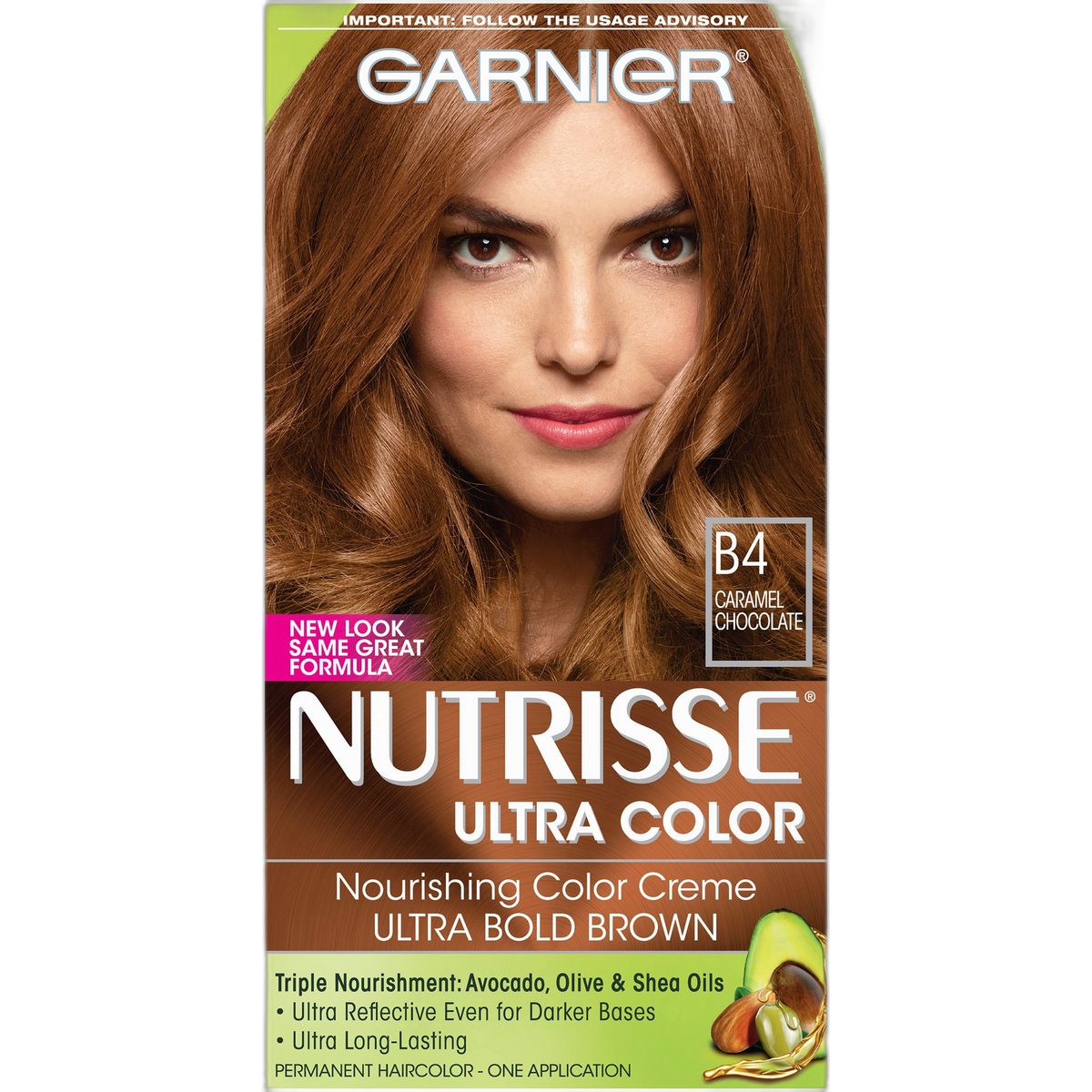 Garnier Nutrisse Ultra Color Nourishing Hair Color Creme, B4 Caramel Chocolate (Packaging May Vary)