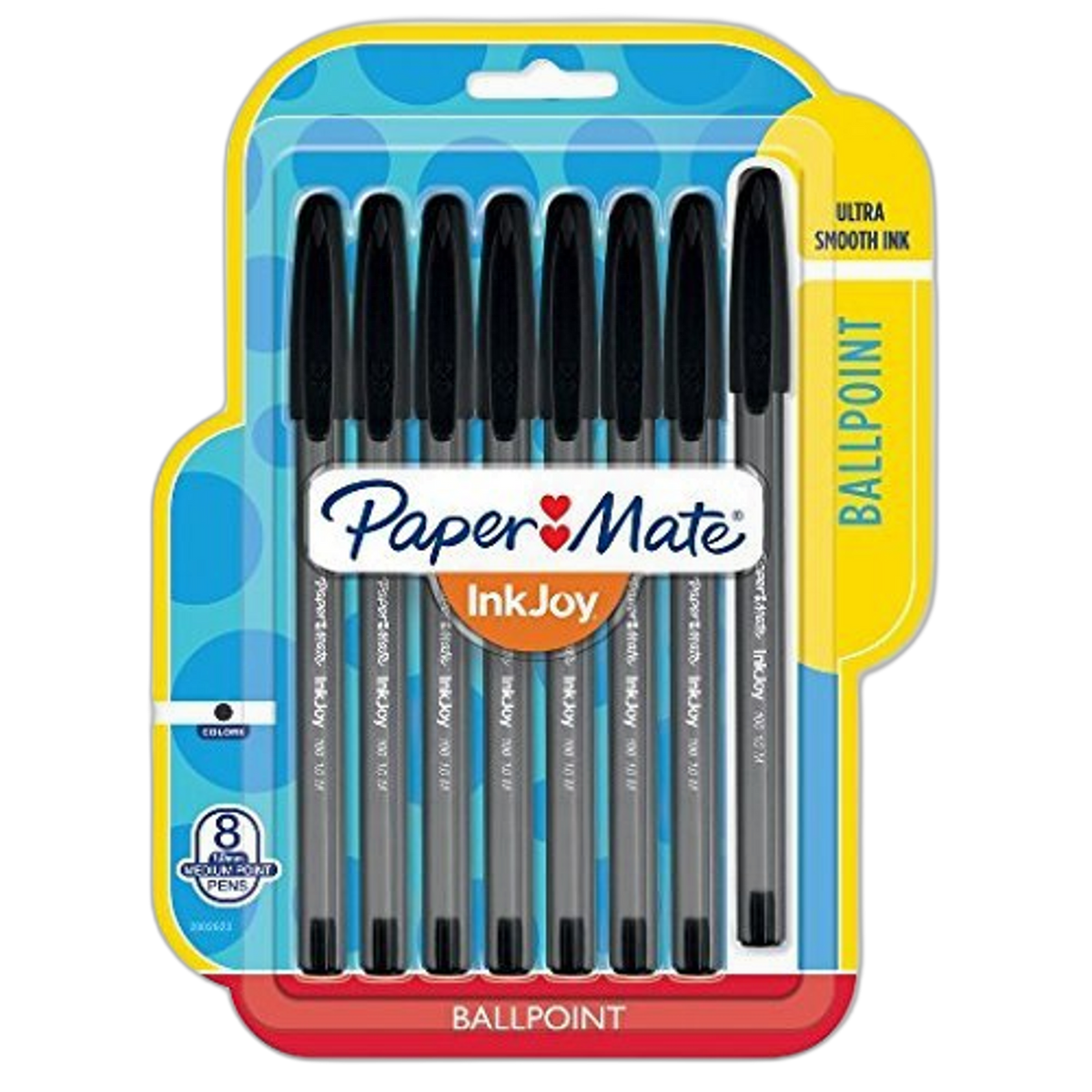Paper Mate InkJoy 100ST Ballpoint Stick Pens, Medium Point, Black Ink, Pack of 8